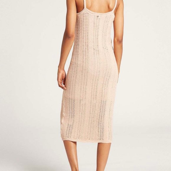 VOLCOM NWT Mushroom Ribbed Crochet All Day Sleeveless Midi Dress NEW - Picture 4 of 11